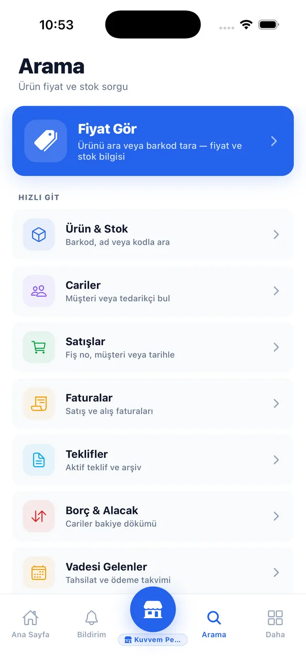 KuvvemERP mobil — Barkod & Fiyat