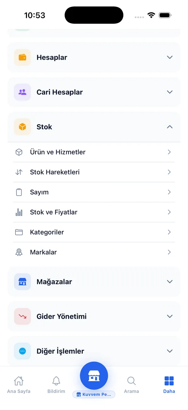 KuvvemERP mobil — Tüm Modüller