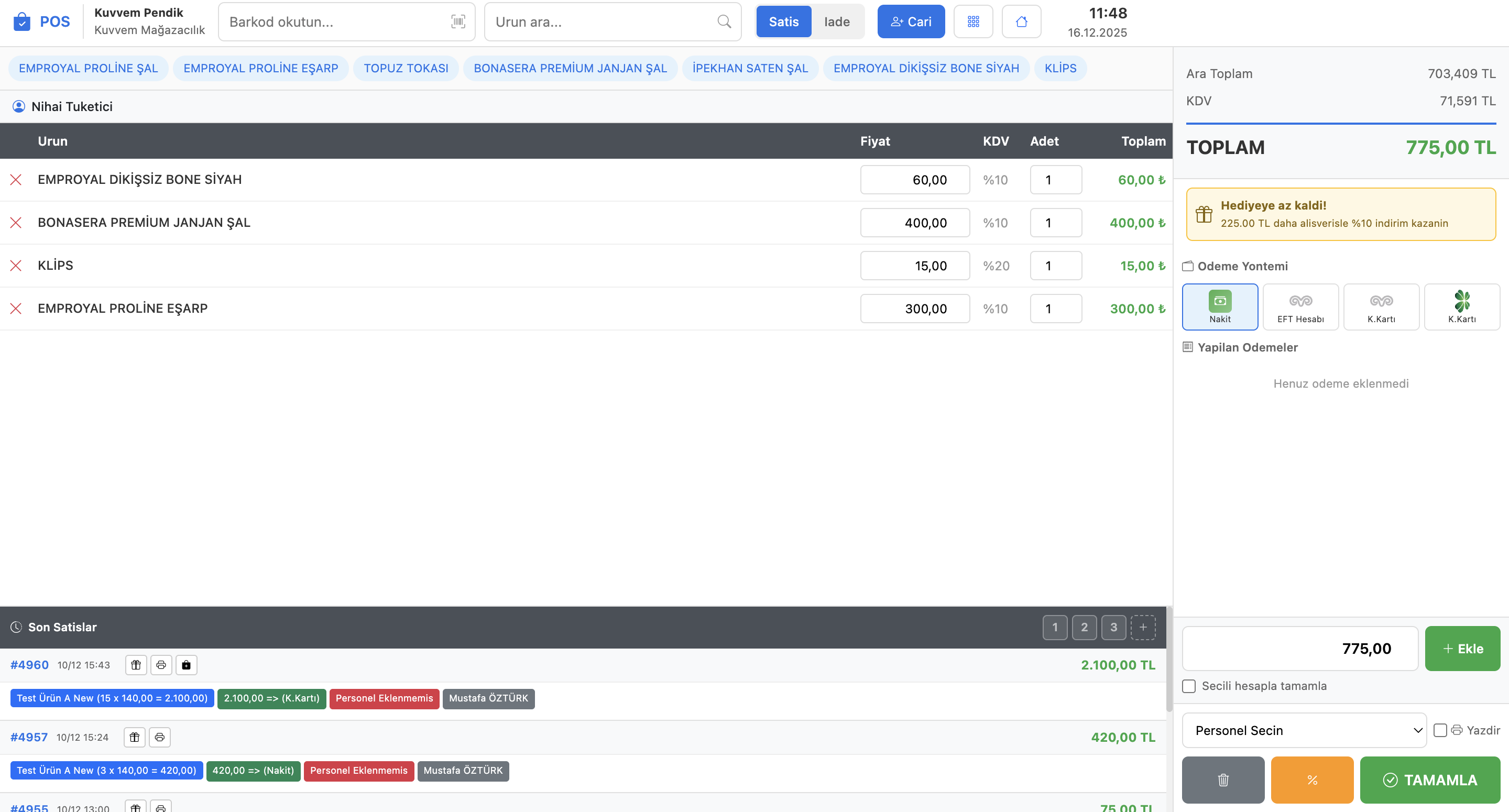 POS Satış ekran goruntusu 1