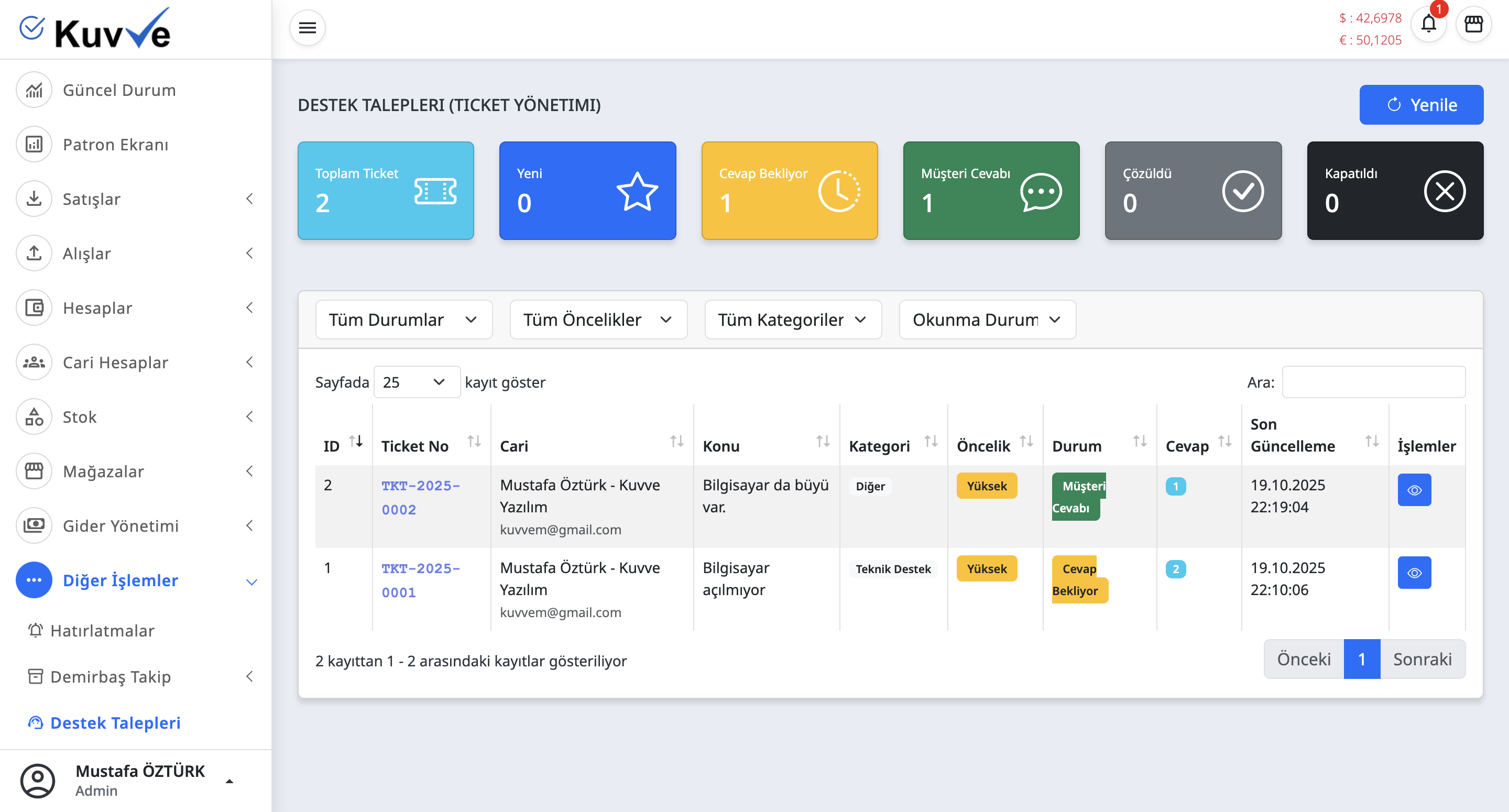 Hatırlatma/Ticket ekran goruntusu 1